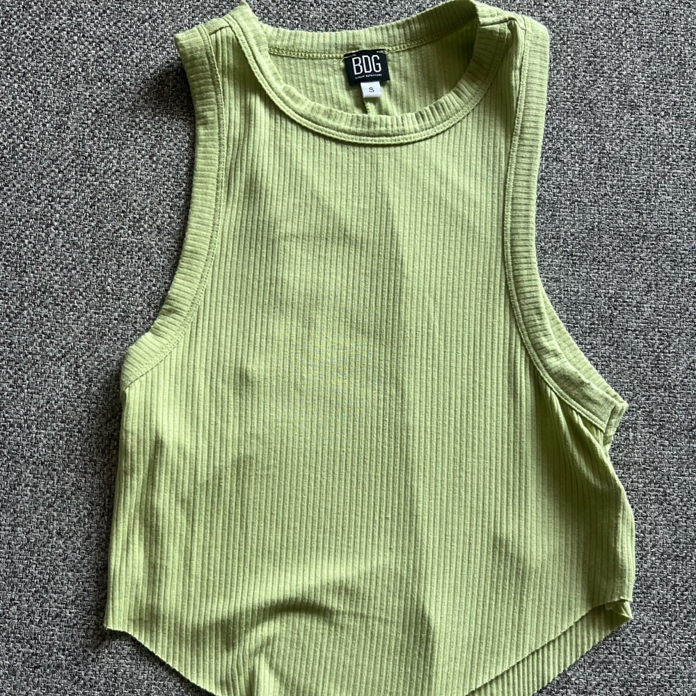 BDG Women's Ribbed Tank Top - Green